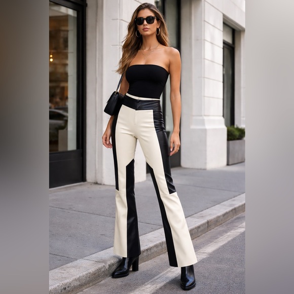 Ronny Kobo - High Rise Faux Leather Pants 🤍🖤 - Picture 2 of 8